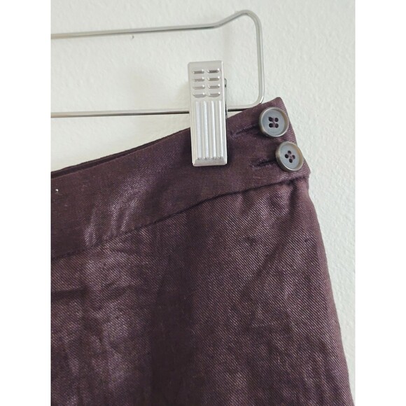 Brown Linen Wide Leg Pants High Mid Waist Summer Casual Natural S - Picture 4 of 7